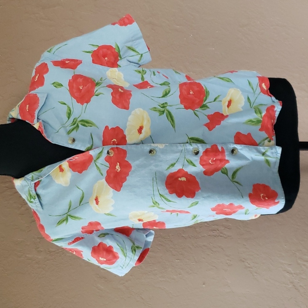 Vintage Cabin Creek Short Sleeve Floral Button Down Shirt Petite Large